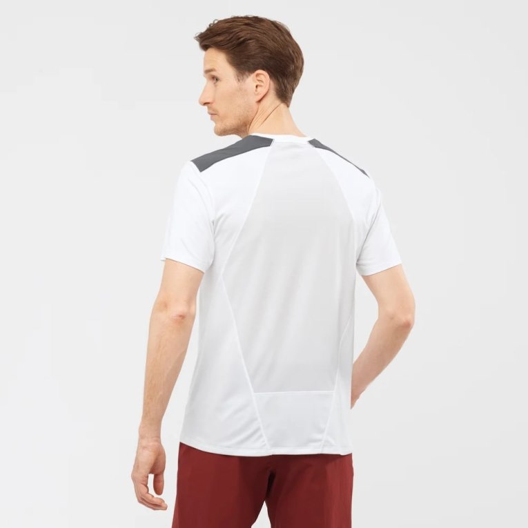 Salomon Outline Short Sleeve Men's T-Shirts White / Black | CA 35G8